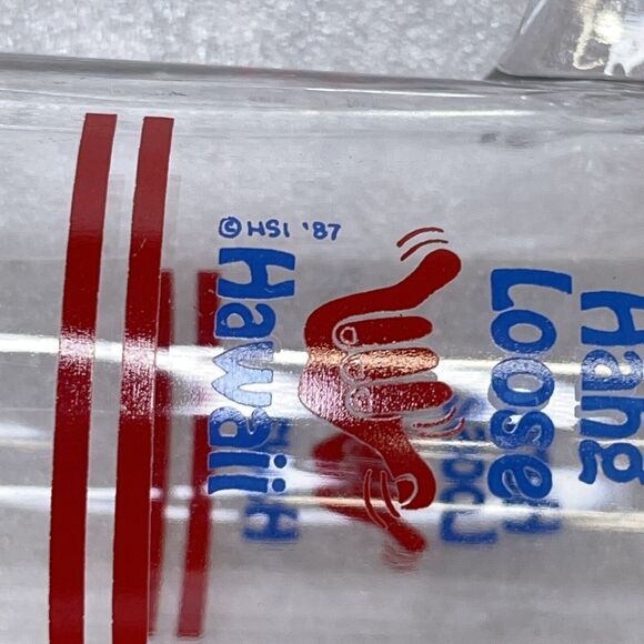 Vintage 1987 "HANG LOOSE" Hawaii Glass Mug Cup Hawaiian 16oz *READ - Picture 7 of 12